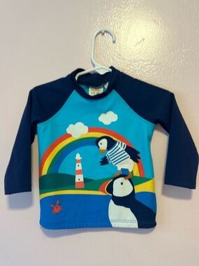 Baby Boden Puffin Appliqué Rashgaurd Sz 9-12 Mo